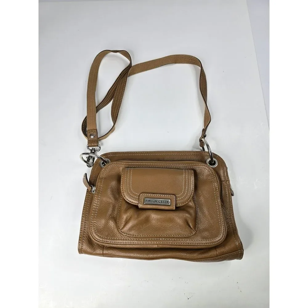 Tignanello Satchel Shoulder Bag Purse Brown Genuine Leather Casual Workwear Sz M